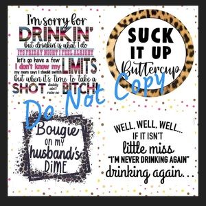 Already mirrored ready to press sublimation transfers. Set of 4, all are 8.5x11”